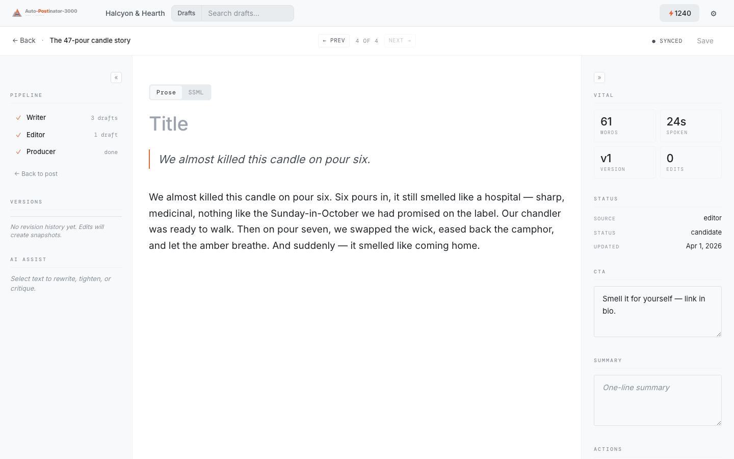 Editor Stage — Draft Review
